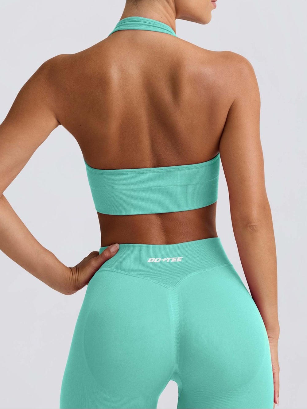 SET - bo & tee halter top, sports bra, & biker shorts - Picture 5 of 16
